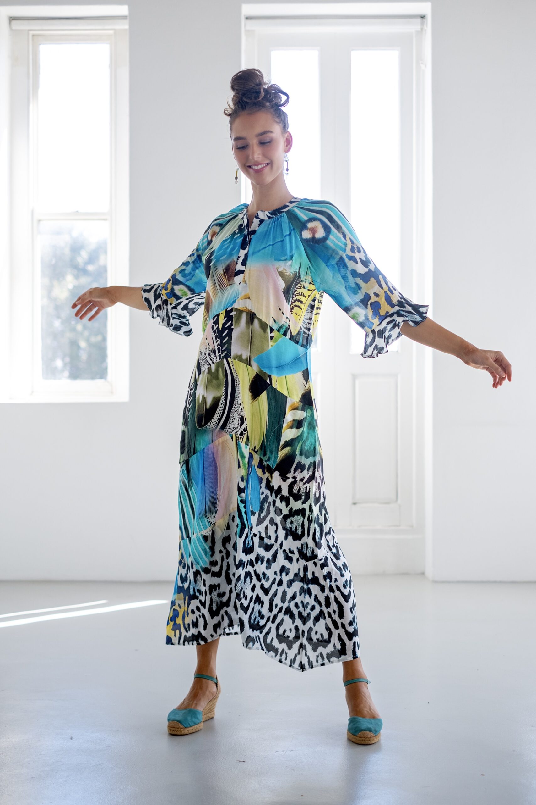 ICONIC Dress Blue and Leopard Bold Print - Image 2