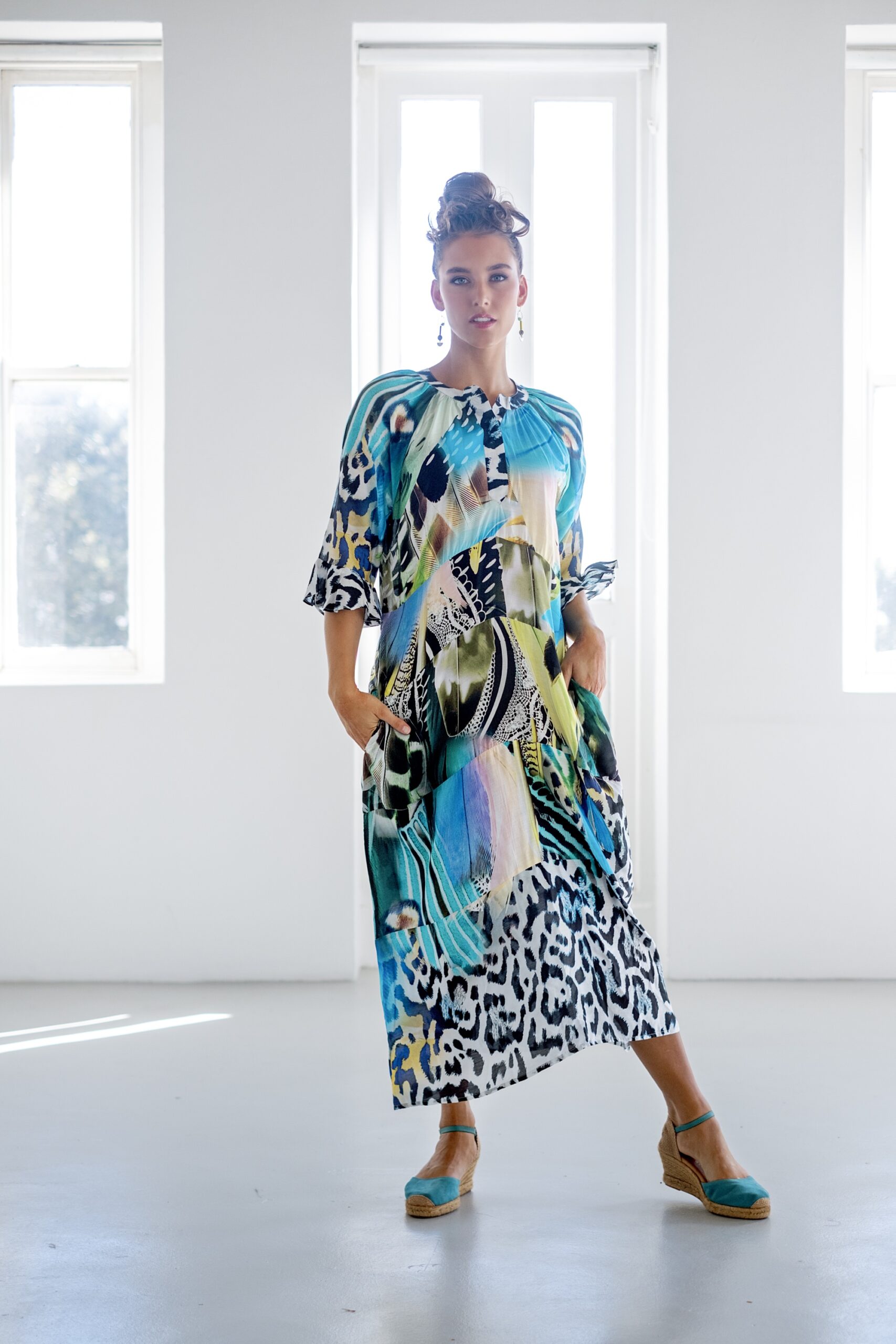 ICONIC Dress Blue and Leopard Bold Print - Image 3