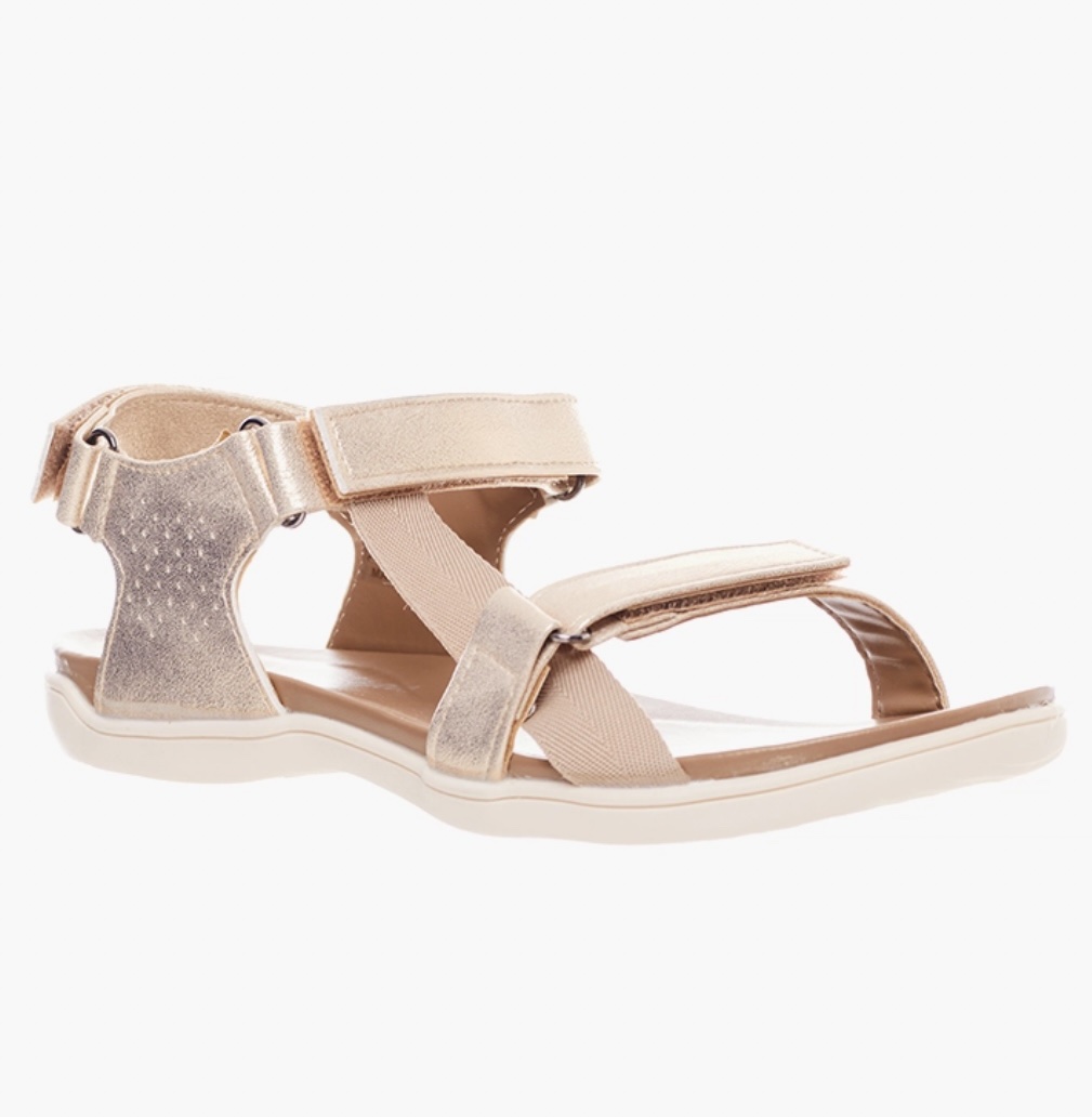 Soft Style by Hush Puppies Light Gold Delana Ankle Strap Sandals