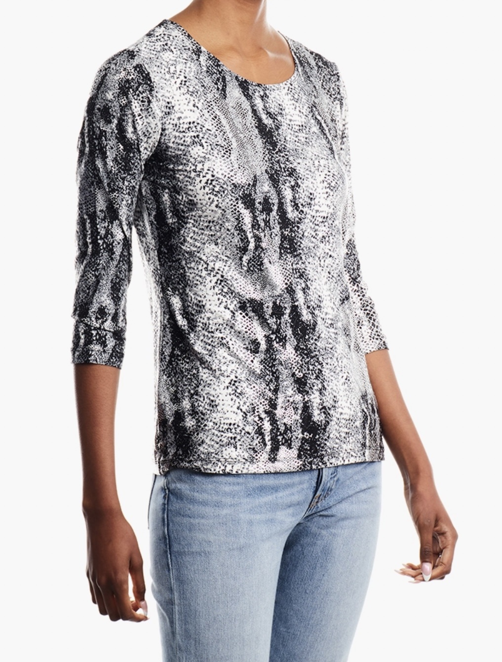 Daily Finery Black & White Snake Printed Quarter Sleeve Top - Image 2