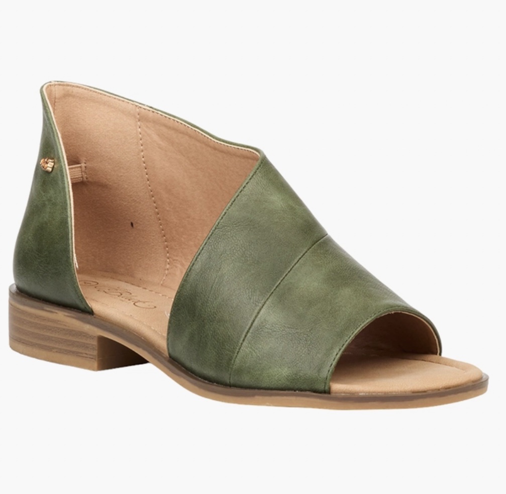 Miss Black Green Micah Faux Leather Sandals