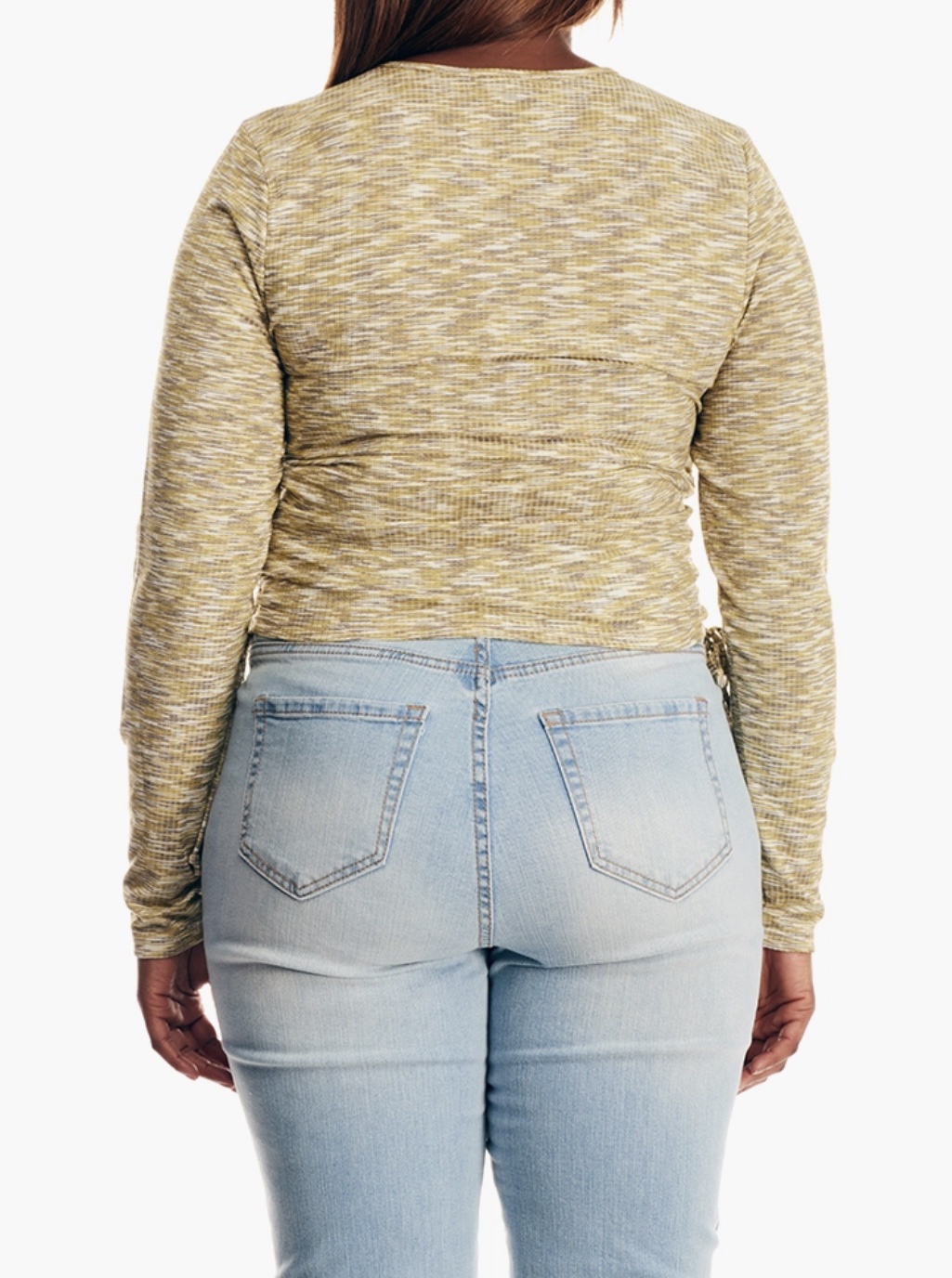 Forever 21 Curve Light Yellow Multi Side Tie Long Sleeve Top - Image 3