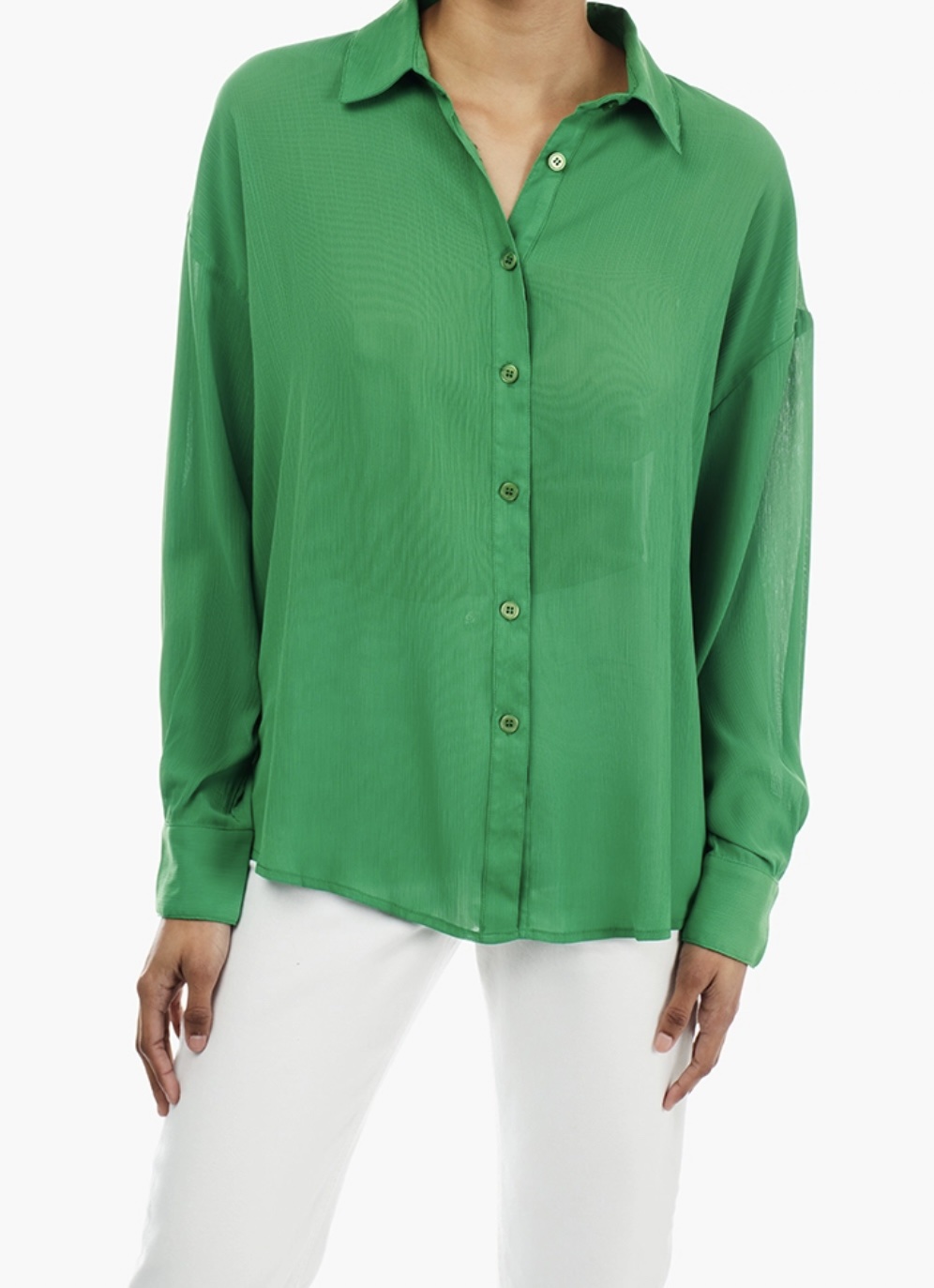 Forever 21 Green Buttoned Long Sleeve Shirt