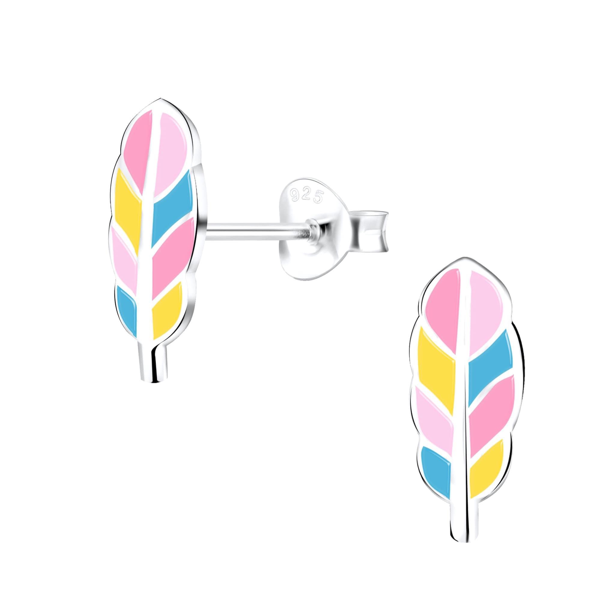 Kids Sterling Silver Feather Earrings