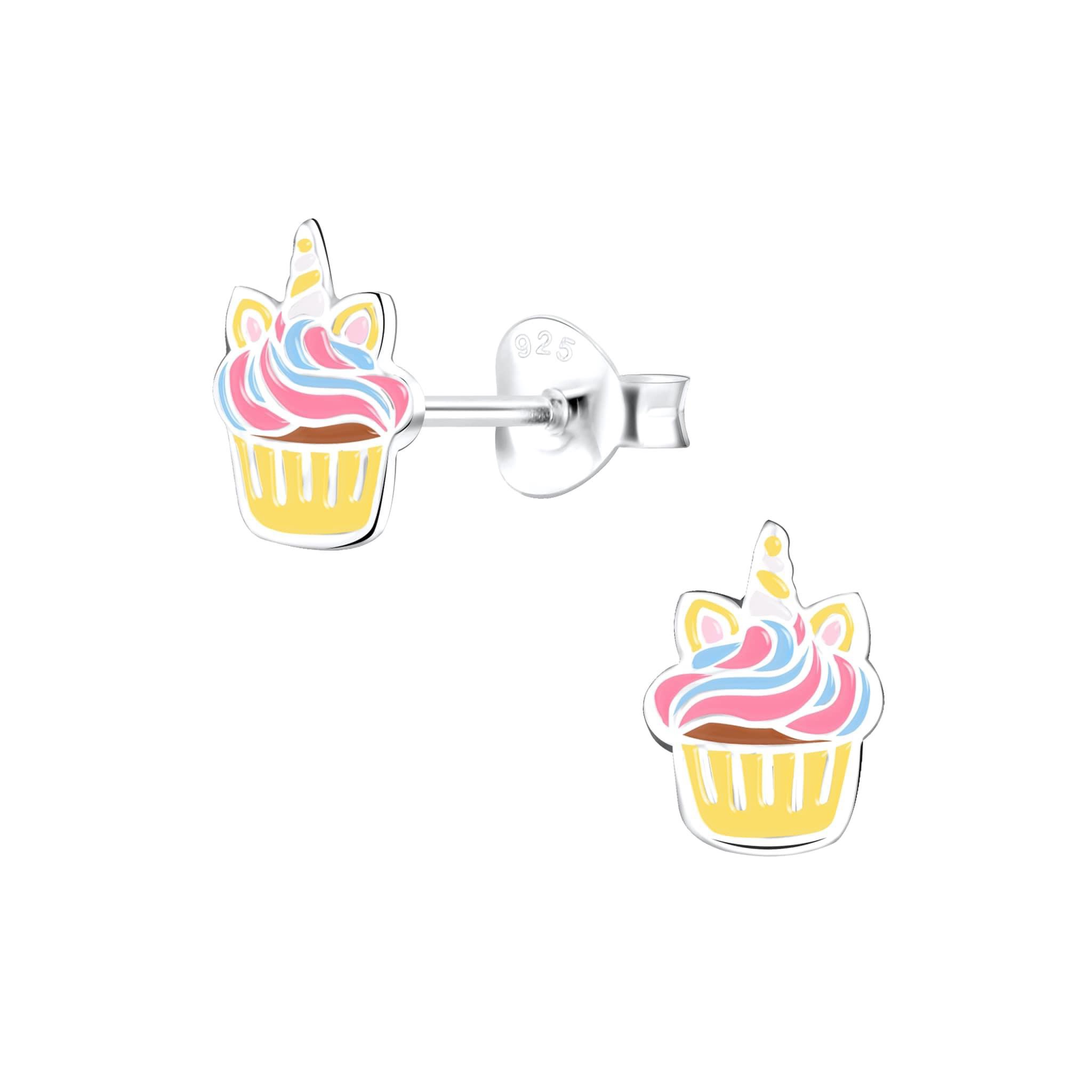 Kids Sterling Silver Cupcake Earrings